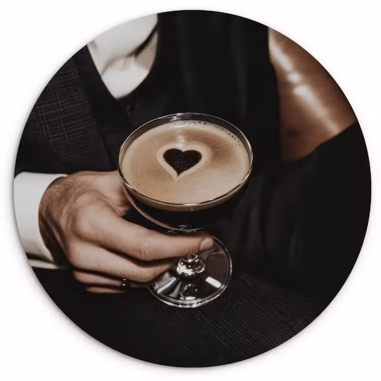 Cuadro redondo - Corazón - Cóctel - Espresso Martini - Mano — 2