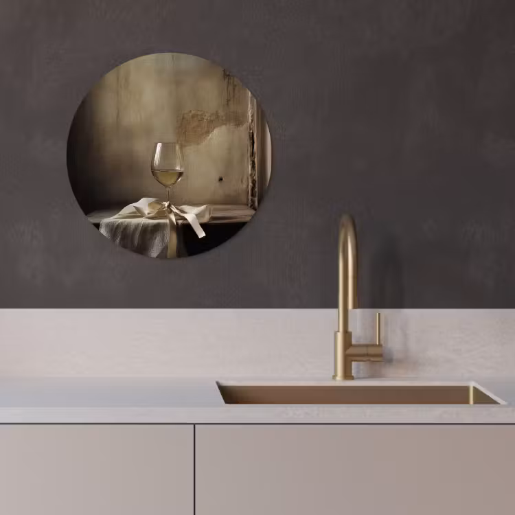 Cuadro redondo - Lazo - Beige - Blanco - Vino — 1
