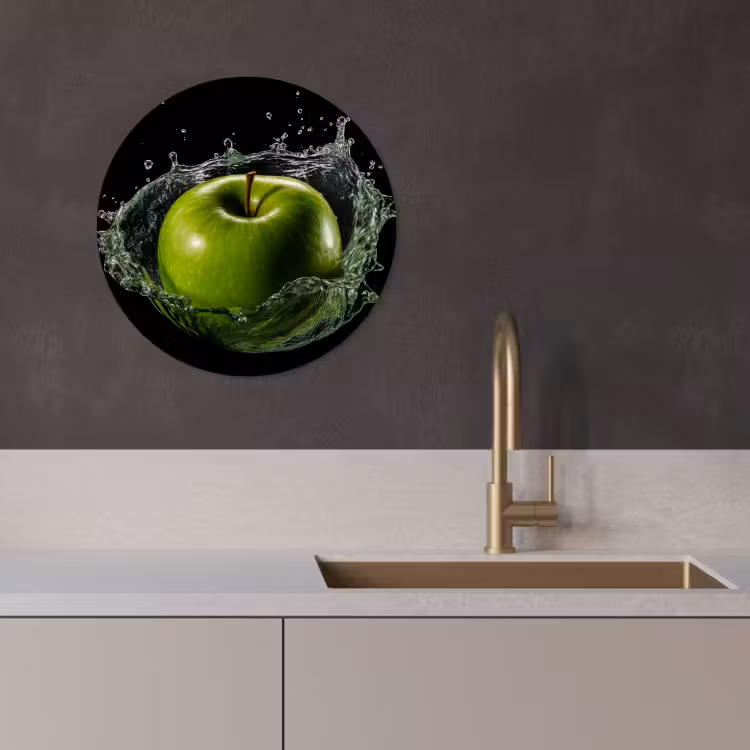 Cuadro redondo - Manzana - Verde - Fruta - Agua - Negro — 3