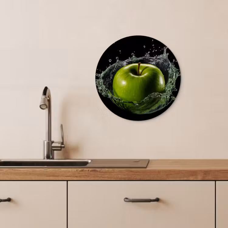 Cuadro redondo - Manzana - Verde - Fruta - Agua - Negro — 4