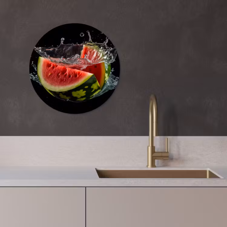 Cuadro redondo - Sandía - Negra - Agua - Fruta - Melón — 1