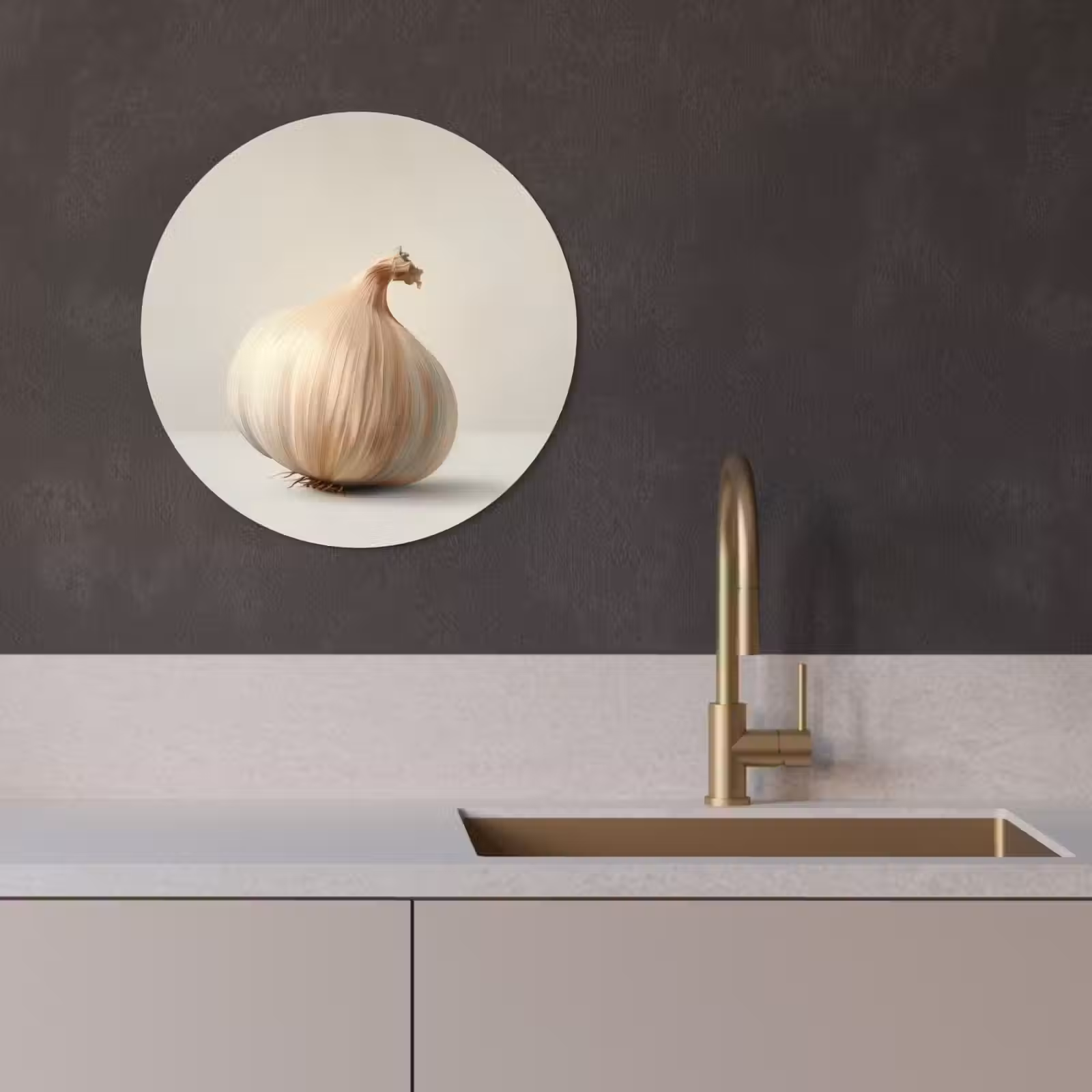 Cuadro redondo - Ajo - Natural - Beige — 1
