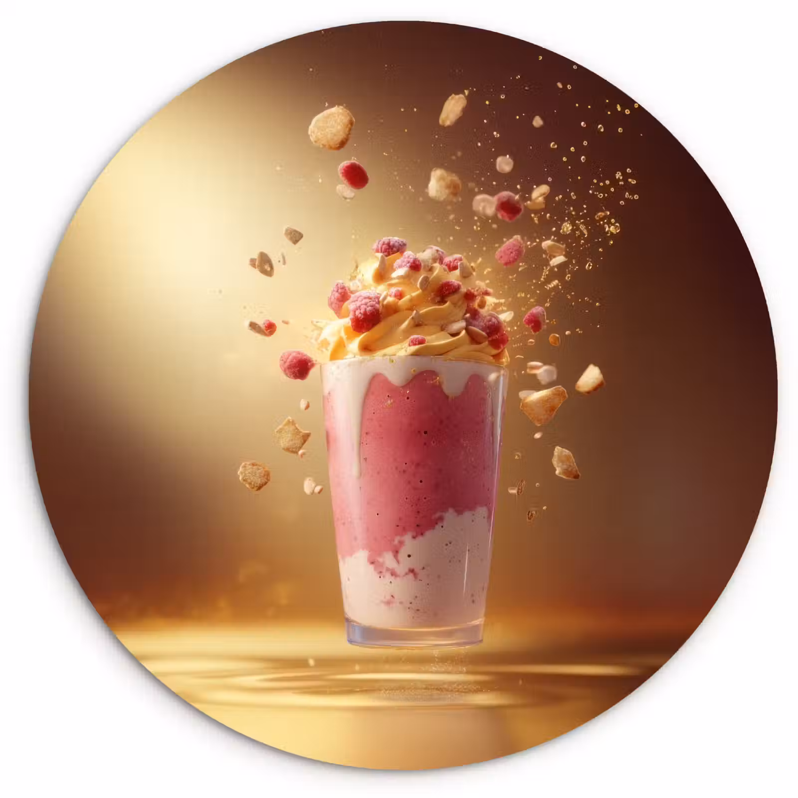 Cuadro redondo - Frambuesa - Batido - Bebida - Rosa — 1