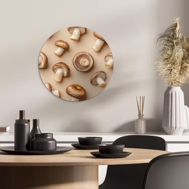 Cuadro redondo - Castaño Setas - Beige — 1