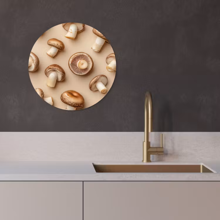 Cuadro redondo - Castaño Setas - Beige — 2