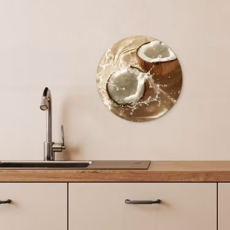 Cuadro redondo - Coco - Agua - Beige - Salpicaduras — 3