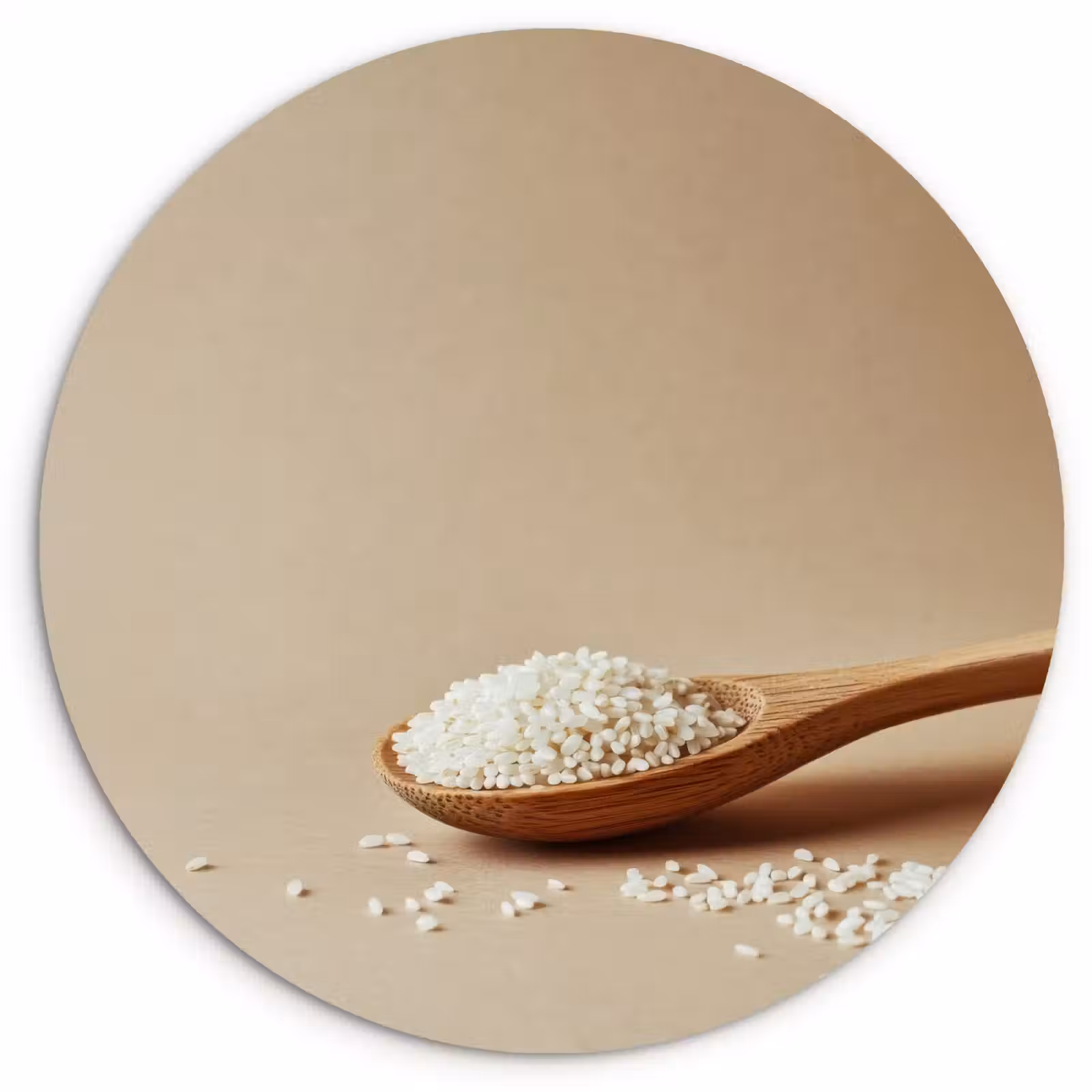 Cuadro redondo - Cuchara - Arroz - Madera - Beige — 1