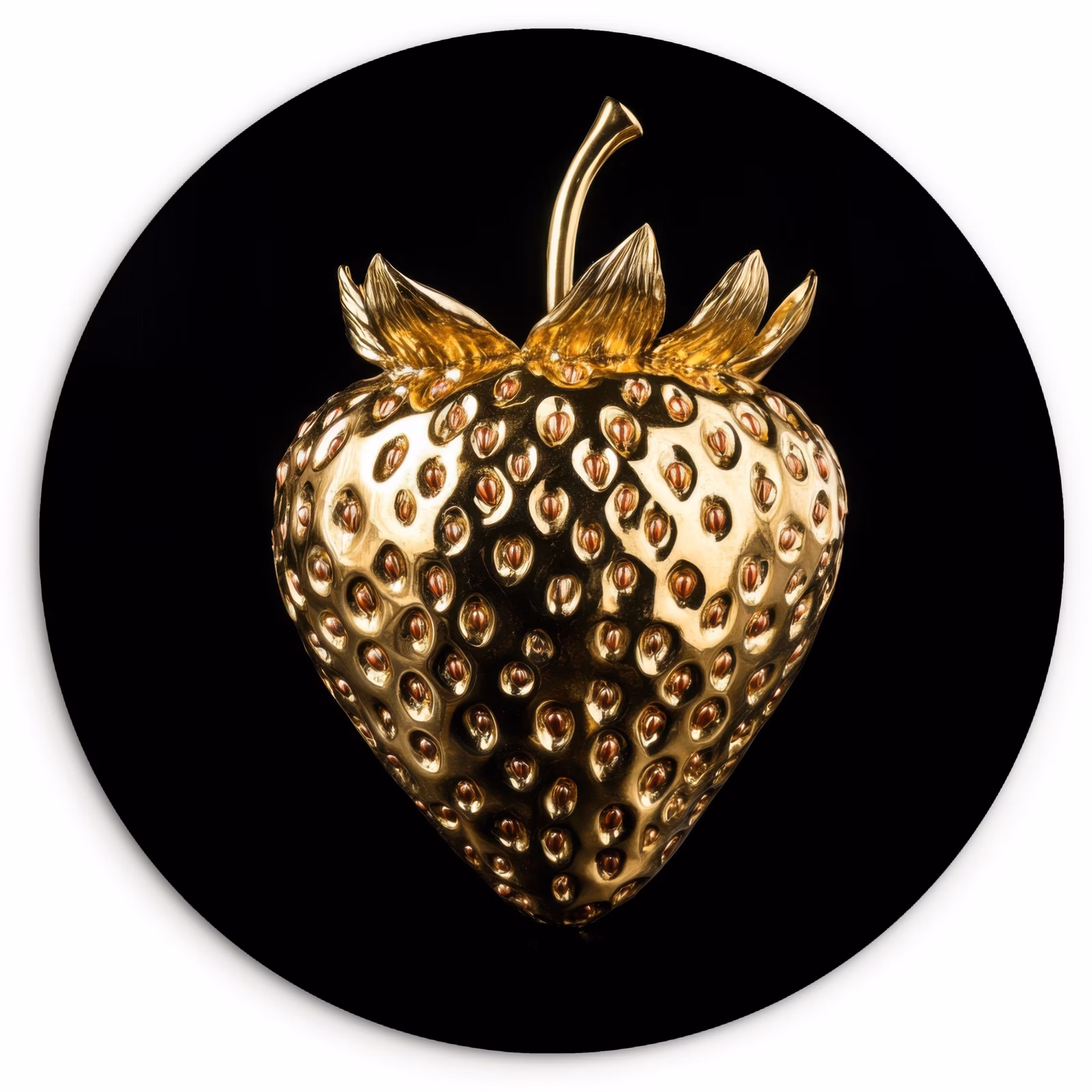 Cuadro redondo - Fresa - Oro - Negro - Cromo — 1