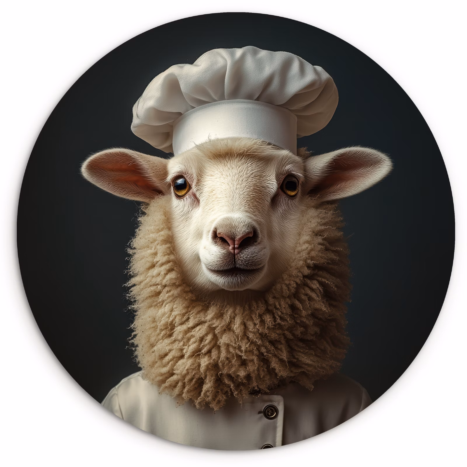 Cuadro redondo - Oveja - Lana - Cocinero — 1