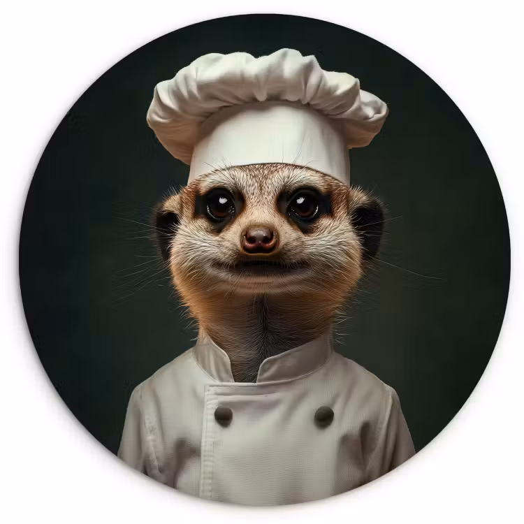 Cuadro redondo - Animal - Cocinero - Suricata — 1