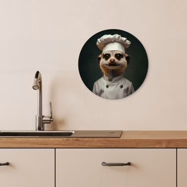 Cuadro redondo - Animal - Cocinero - Suricata — 3
