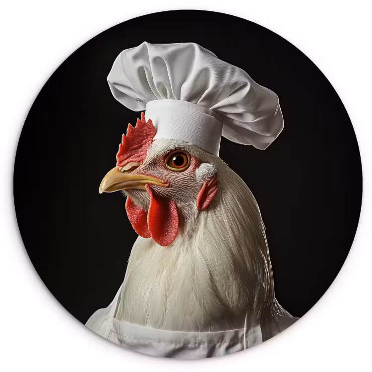 Cuadro redondo - Cocinero - Rojo - Pollo — 1