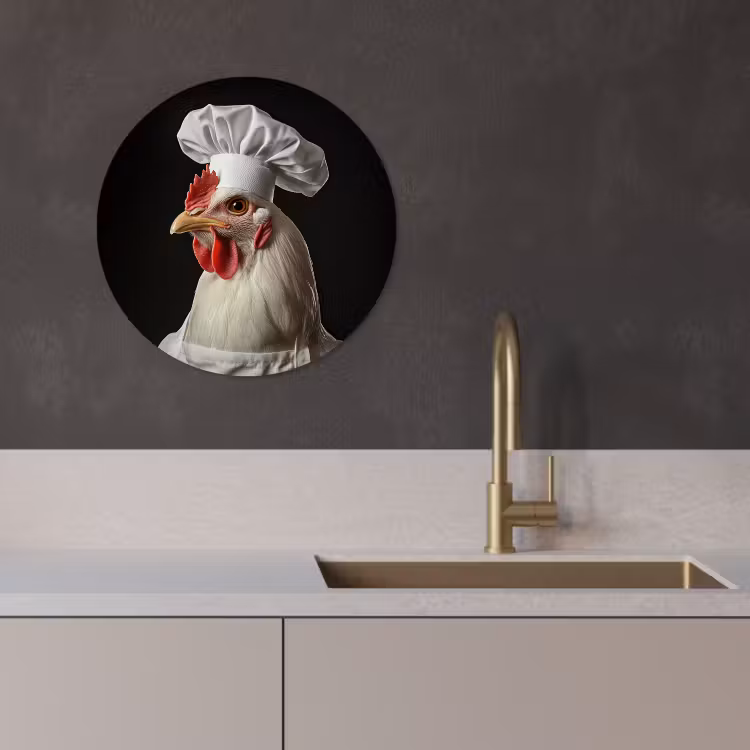 Cuadro redondo - Cocinero - Rojo - Pollo — 2