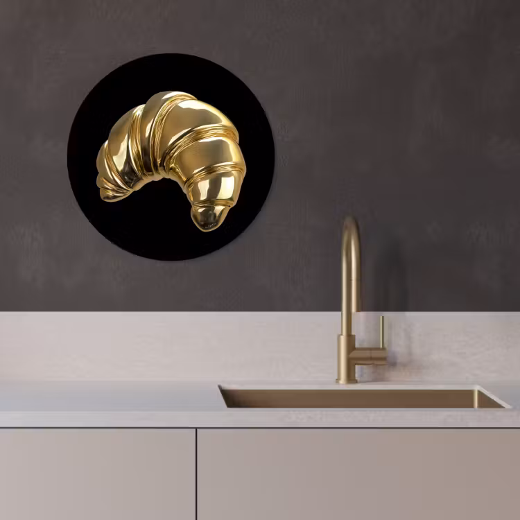 Cuadro redondo - Croissant - Pan - Oro - Negro — 4