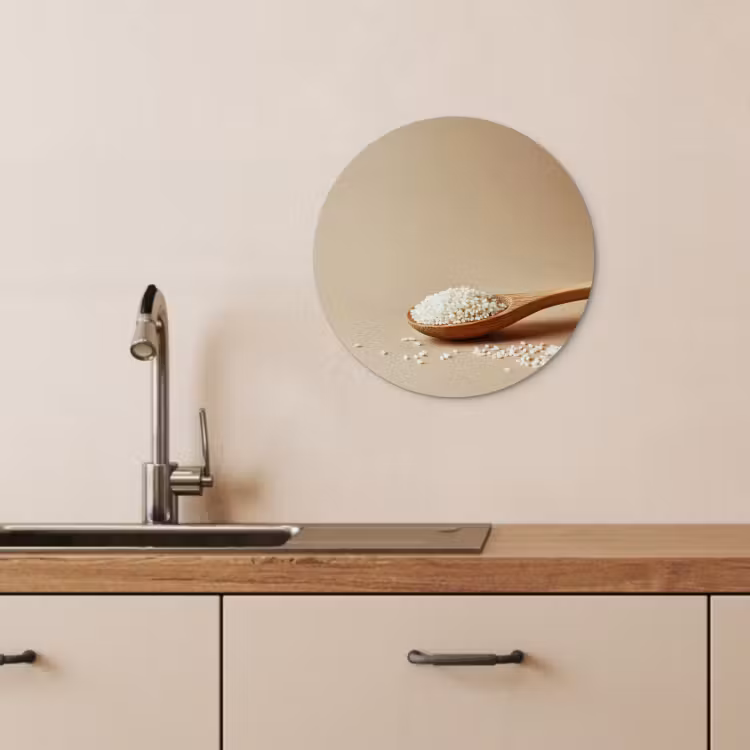 Cuadro redondo - Cuchara - Arroz - Madera - Beige — 2