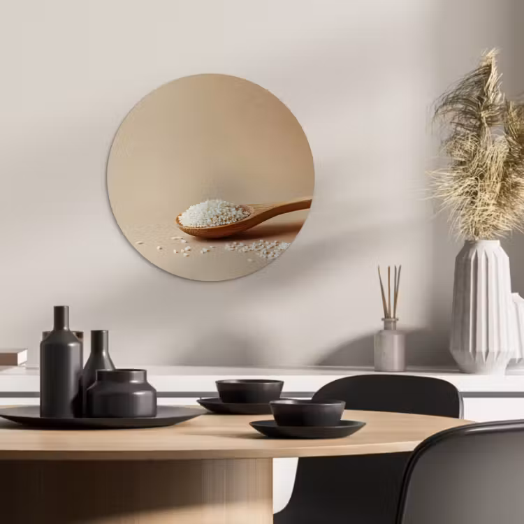 Cuadro redondo - Cuchara - Arroz - Madera - Beige — 3