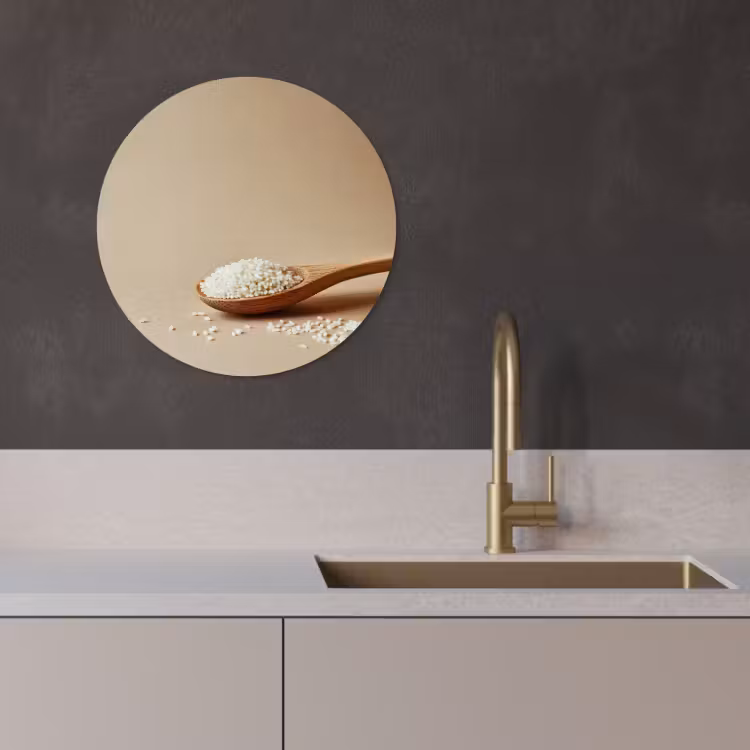 Cuadro redondo - Cuchara - Arroz - Madera - Beige — 4