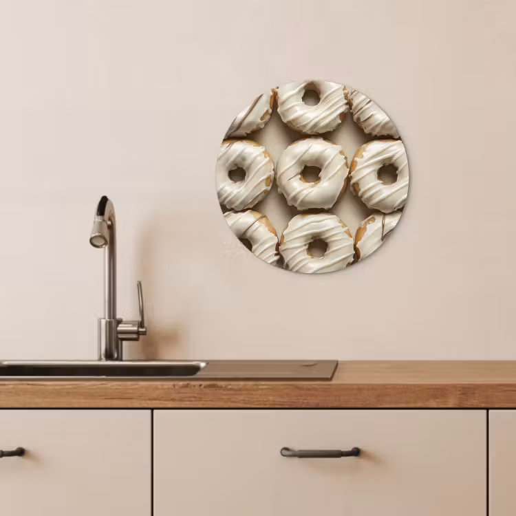 Cuadro redondo - Donuts - Chocolate - Blanco - Beige — 1