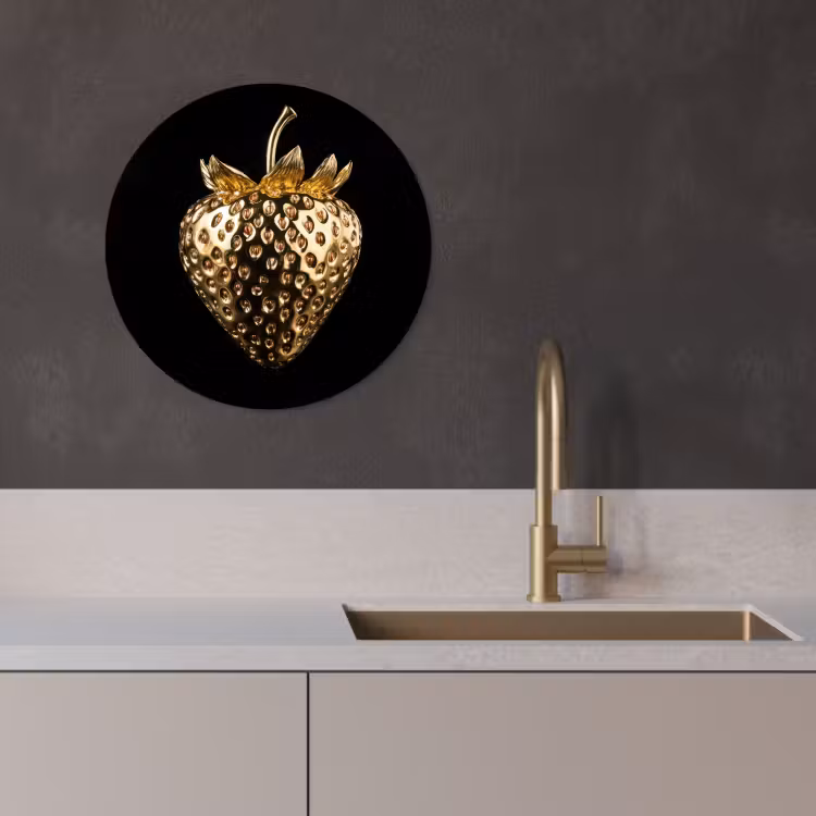 Cuadro redondo - Fresa - Oro - Negro - Cromo — 2