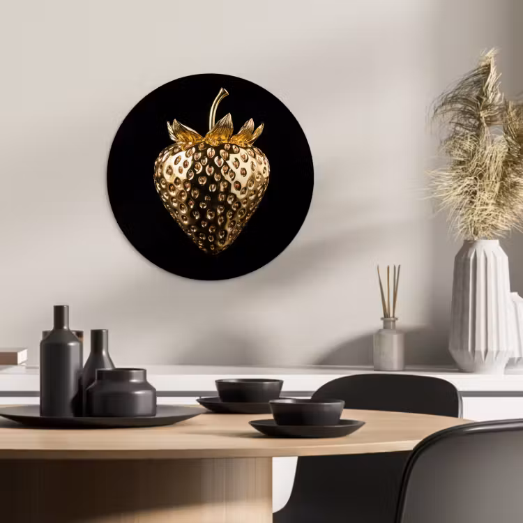 Cuadro redondo - Fresa - Oro - Negro - Cromo — 3