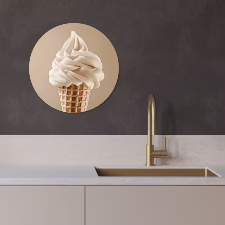 Cuadro redondo - Helado - Helado suave - Cremoso - Cuerno - Beige — 3