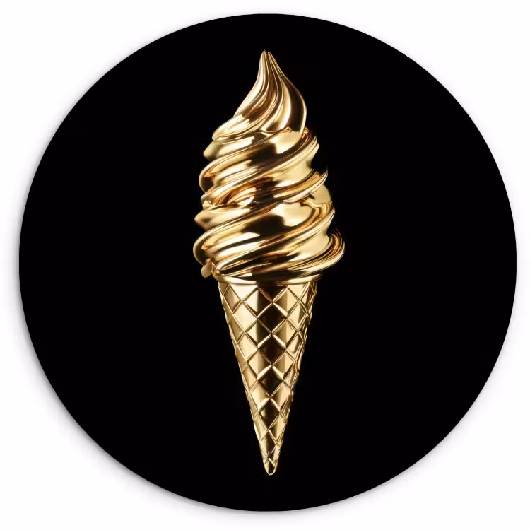 Cuadro redondo - Helado - Oro - Negro - Alimentos — 1