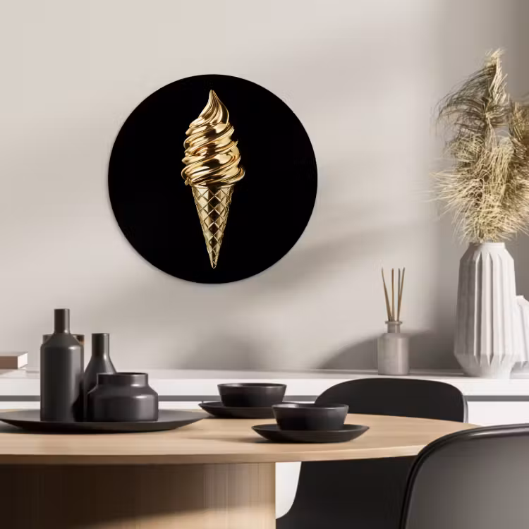Cuadro redondo - Helado - Oro - Negro - Alimentos — 2