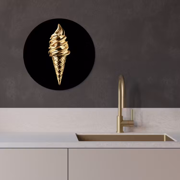 Cuadro redondo - Helado - Oro - Negro - Alimentos — 4