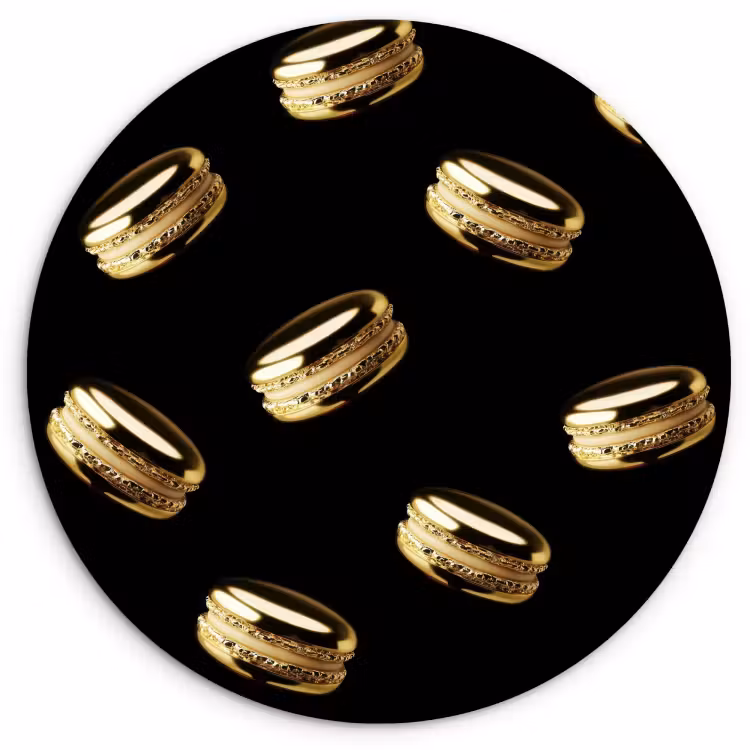 Cuadro redondo - Macarrones - Patrón - Oro - Negro — 1