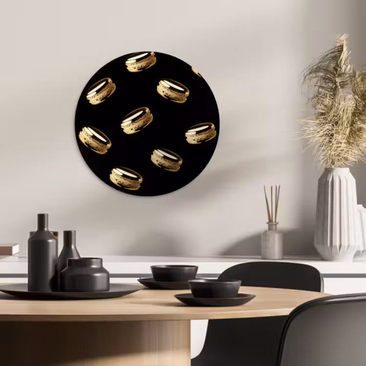 Cuadro redondo - Macarrones - Patrón - Oro - Negro — 2
