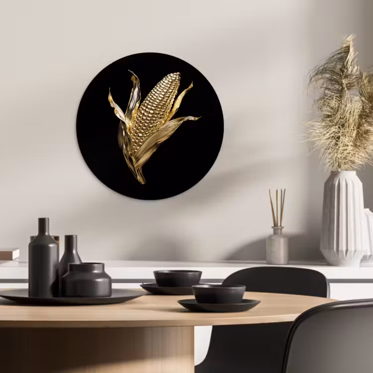 Cuadro redondo - Maíz - Alimentos - Oro - Negro — 2