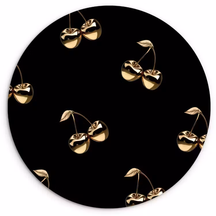 Cuadro redondo - Patrón - Cerezo - Oro - Cromo — 1