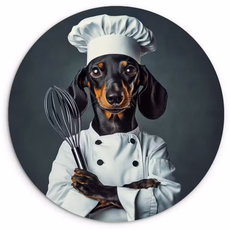 Cuadro redondo - Perro - Garde - Cocinero — 1