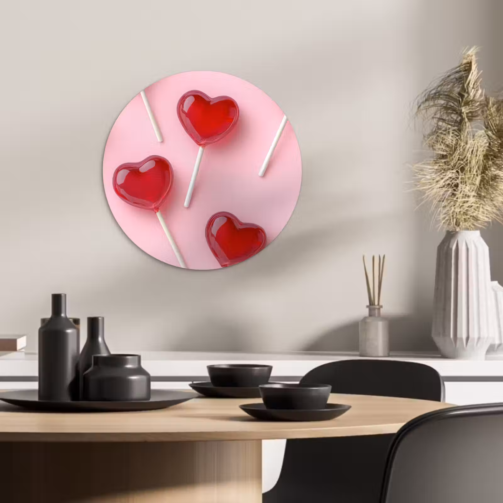 KitchenYeah - Cocina - Círculo mural Forex - Piruletas - Corazones - Rosa — 1