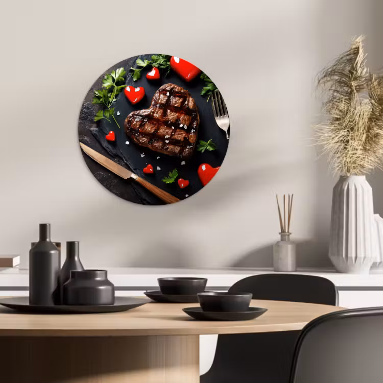 KitchenYeah - Cocina - Círculo mural Forex - Bistec - Corazón - Cubiertos — 3