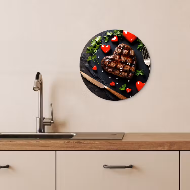 KitchenYeah - Cocina - Círculo mural Forex - Bistec - Corazón - Cubiertos — 4