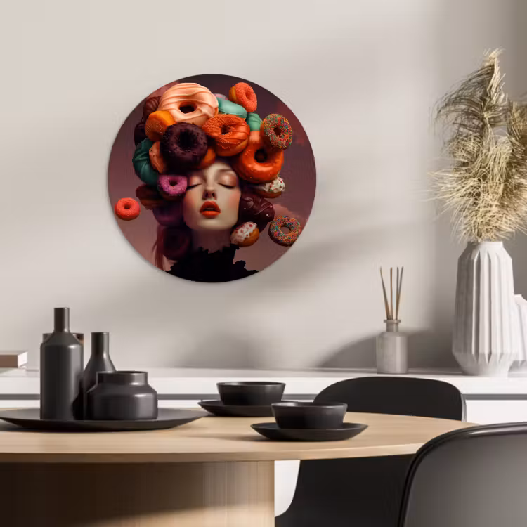 Cuadro redondo - Mujer - Donuts - Colorido — 3