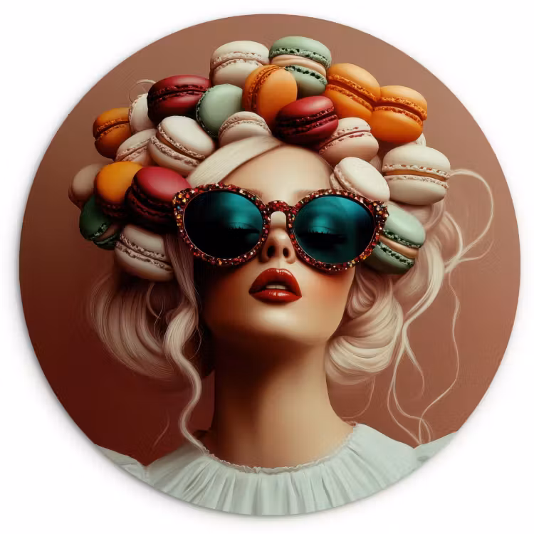 Cuadro redondo - Mujer - Macarrones - Gafas — 1