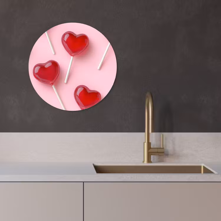 KitchenYeah - Cocina - Círculo mural Forex - Piruletas - Corazones - Rosa — 3