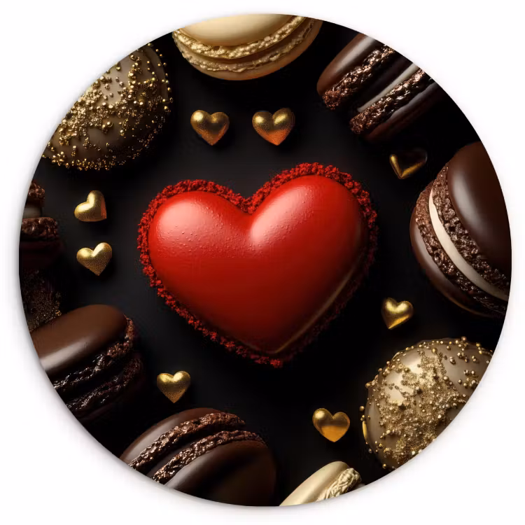 KitchenYeah - Cocina - Círculo mural Forex - Macarrones - Rojo - Corazón — 1