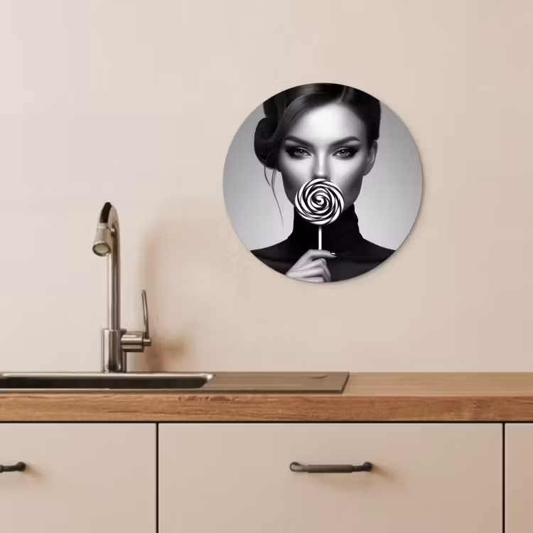 KitchenYeah - Cocina - Círculo mural Forex - Mujer - Lolly - Negro — 1