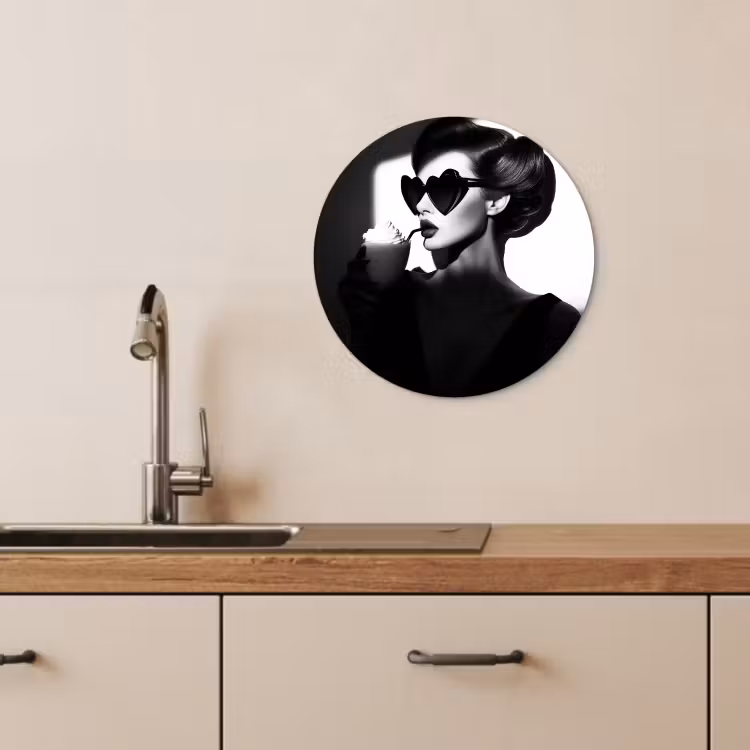 KitchenYeah - Cocina - Círculo mural Forex - Mujer - Negro - Corazón — 2