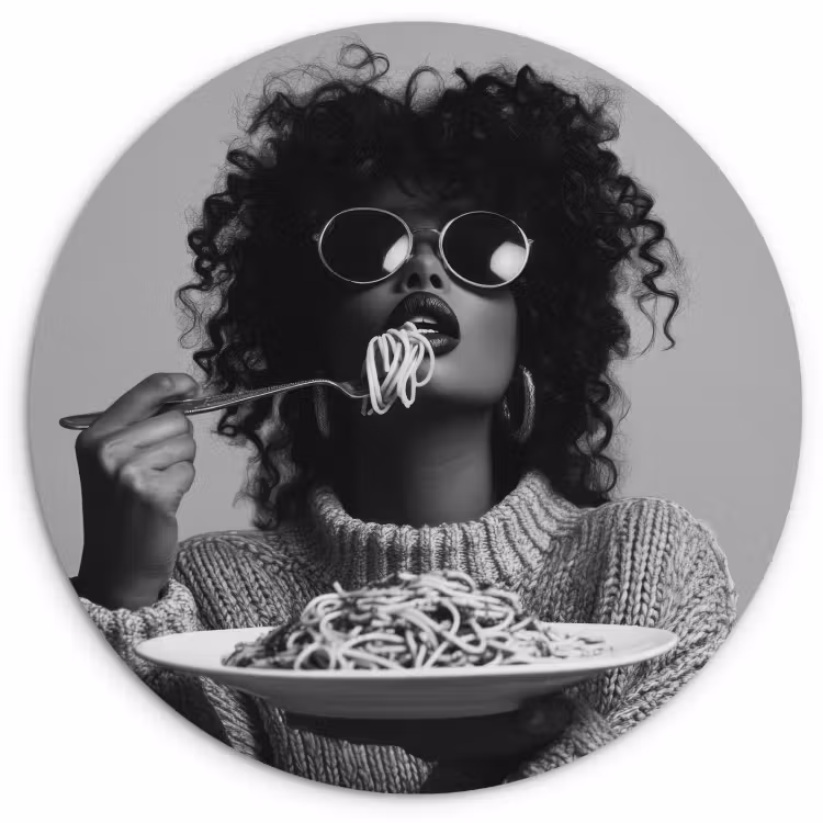 KitchenYeah - Cocina - Círculo mural Forex - Mujer - Pasta - Negro - Blanco — 2