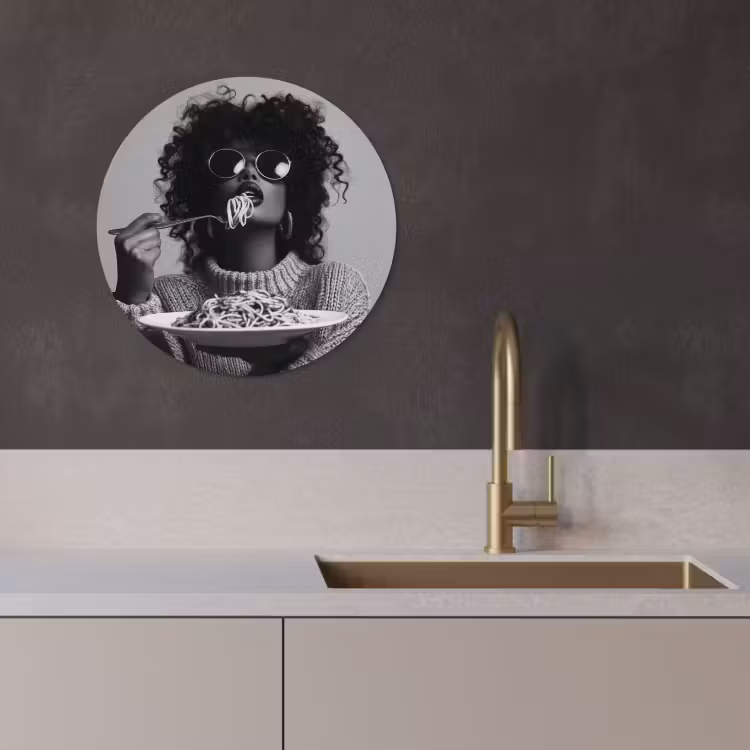 KitchenYeah - Cocina - Círculo mural Forex - Mujer - Pasta - Negro - Blanco — 3