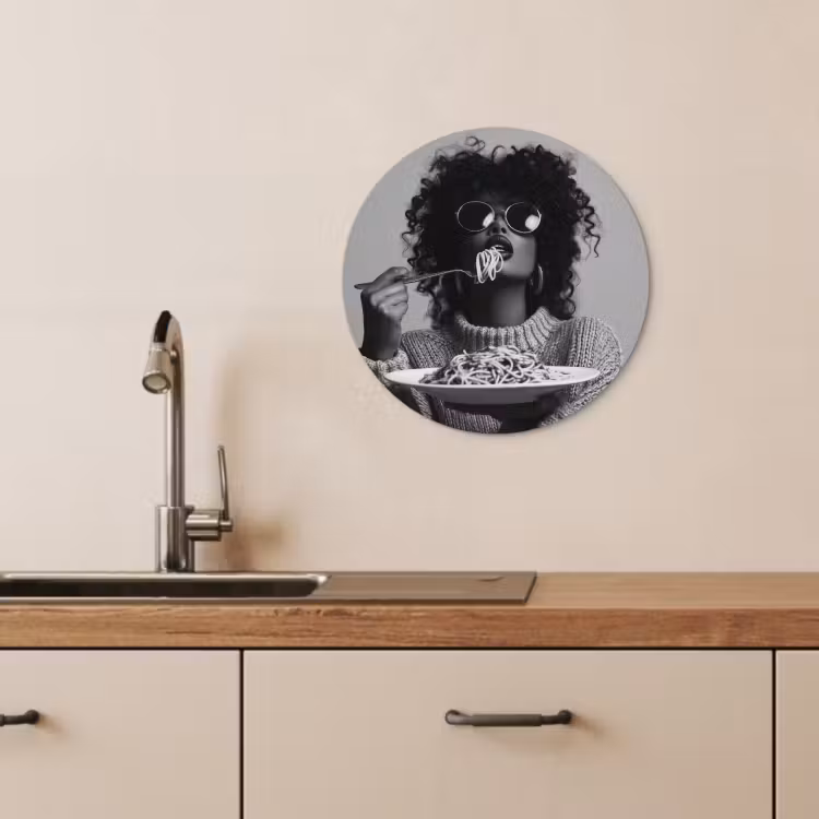 KitchenYeah - Cocina - Círculo mural Forex - Mujer - Pasta - Negro - Blanco — 4