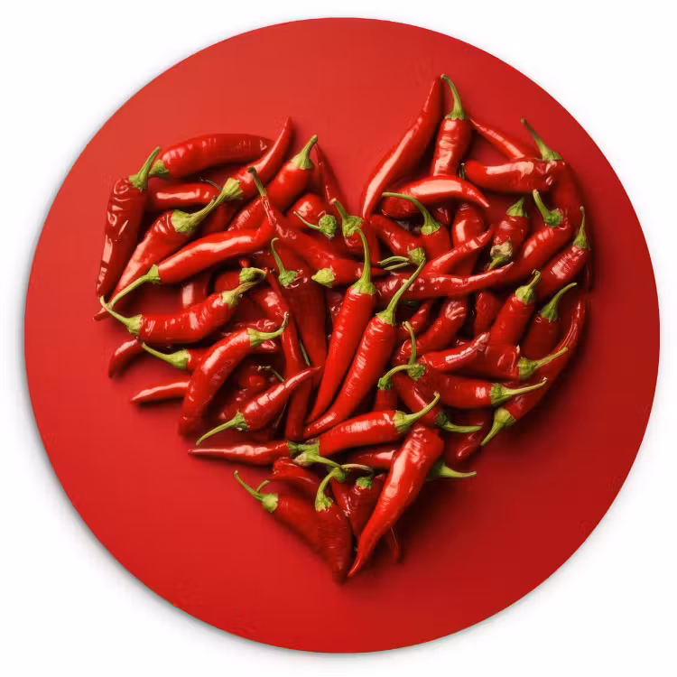KitchenYeah - Cocina - Círculo mural Forex - Pimientos - Rojos - Corazón — 1