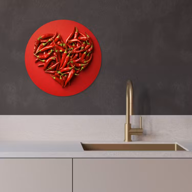 KitchenYeah - Cocina - Círculo mural Forex - Pimientos - Rojos - Corazón — 2
