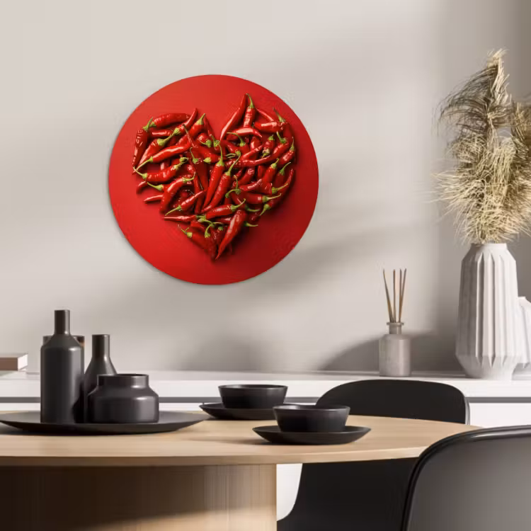 KitchenYeah - Cocina - Círculo mural Forex - Pimientos - Rojos - Corazón — 3