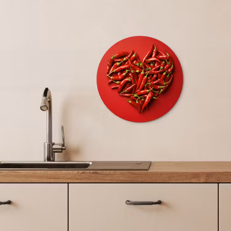 KitchenYeah - Cocina - Círculo mural Forex - Pimientos - Rojos - Corazón — 4
