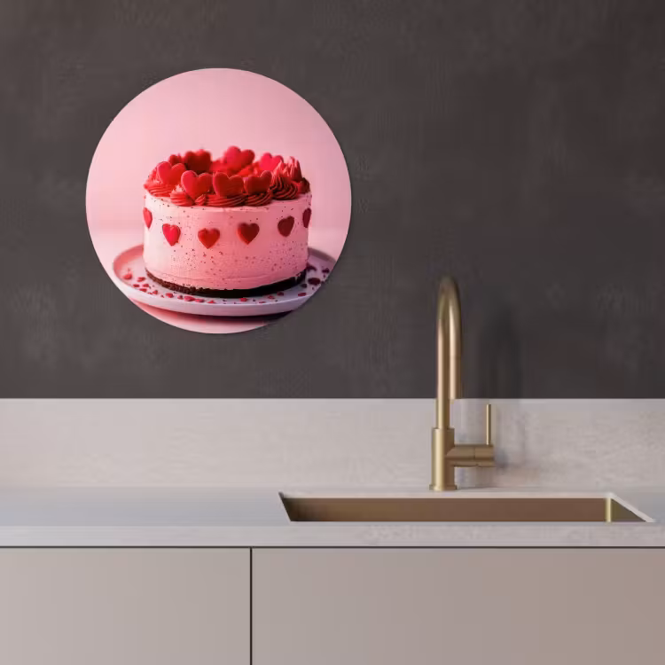 KitchenYeah - Cocina - Círculo mural Forex - Tarta - Corazón - Rosa — 1